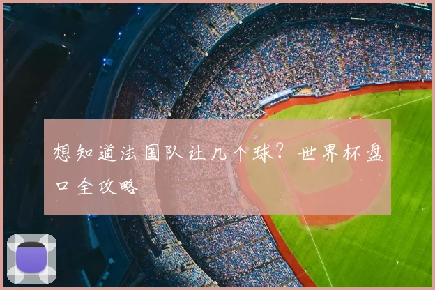 想知道法国队让几个球？世界杯盘口全攻略